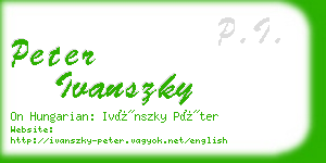 peter ivanszky business card
